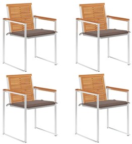 Záhradné stoličky 4 ks s podložkami akáciový masív 3078478