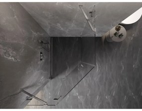 Mexen Lunar, päťuholníkový sprchový kút s ľavým sklonom 80 x 100 cm, 8mm číre sklo, chrómový profil, 831-080L-100P-01-00-L