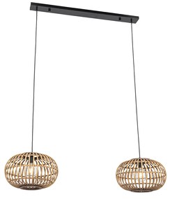 Orientálna závesná lampa bambus 2-svetlo - Amira