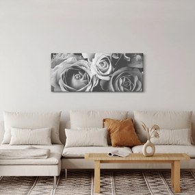 Obraz - Ruža, čiernobiela (120x50 cm)