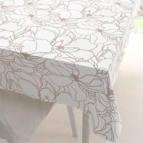 Biante Bavlnený obdĺžnikový obrus Sandra SA-268 Béžové designové kvety na bielom 140x180 cm