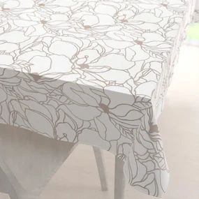 Biante Bavlnený obdĺžnikový obrus Sandra SA-268 Béžové designové kvety na bielom 140x180 cm