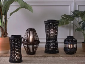 Bambusový lampáš na sviečku 58 cm čierny MACTAN Beliani