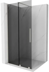 Mexen Velar, sprchová zástena s posuvnými dverami Walk-in 80 x 200 cm, 8mm šedé sklo, brúsená oceľ, 871-080-000-43-97
