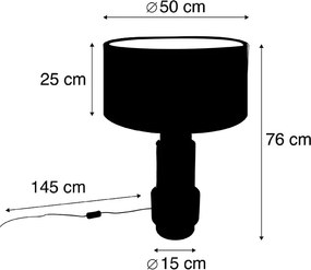 Art Deco stolná lampa bronzová s tienidlom z velúru zelená so zlatom 50 cm - Bruut