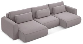 Zamatová rozkladacia/s úložným priestorom rohová pohovka v levanduľovej farbe (do tvaru "U") Kapua – Makamii