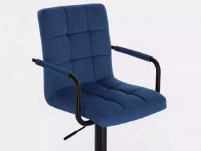 LuxuryForm DESIGN Barová stolička VERONA BLACK VELUR na čiernom tanieri - modrá