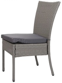 4x Stolička a stola HWC-G19, polyratan, 120x75cm - sivá, vankúše tmavosivá