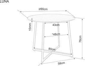 Jedálenský stôl Luna 90 cm dub prírodný/čierny