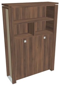 Vysoká šatníková skriňa Verno+ S 140 x 46 x 210 cm, s regálom, orech / vanilka