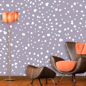 Sablio Tapeta Biele fliačiky na fialovej - 208x125 cm