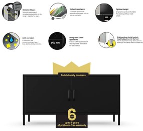 ROSA Moderná čierna kovová TV skrinka