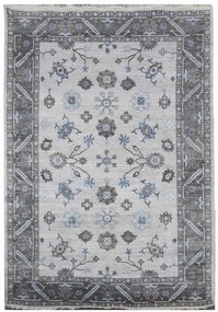Ručne viazaný kusový koberec Diamond DC-USHAK silver / black, 365x550, šedá, kancelária, Diamond Carpets India