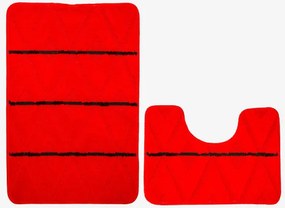 Sada kúpeľňových koberčekov PALMA červená / čierna, kosoštvorce