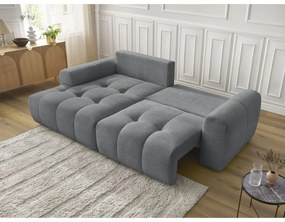 Sivá ženilková rozkladacia/s úložným priestorom rohová pohovka (ľavý roh/s leňoškou) Roxelane – Bobochic Paris