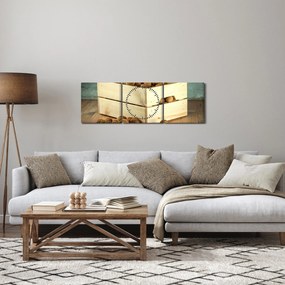 Obraz - Jesenné zátišie s orechmi (s hodinami) (90x30 cm)