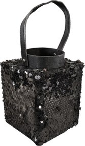 Lucerna s flitrami LOFTY GLAM 20 cm, čierna