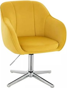 LuxuryForm DESIGN Stolička AVOLA VELUR na striebornom kríži - žltá