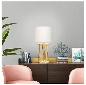 Elstead APOLLO-TL-WHT - Stolná lampa APOLLO 1xE27/60W/230V zlatá/biela