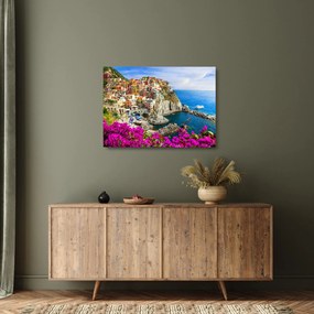 Sklenený obraz - Talianska dedinka Manarola (70x50 cm)
