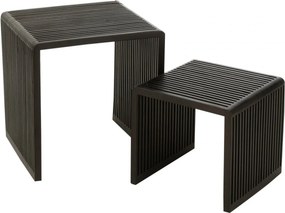 Súprava 2 konferenčných stolíkov Cubic z teaku čierna – 50*45*50 / 40*40*35 cm