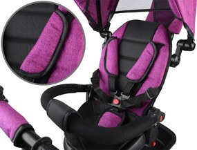 Trojkolesový bicykel Tiny Bike 3v1, ružový, so strieškou SP0650