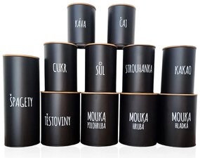 Orion 2. akosť - Plechová dóza na potraviny, čierna, s bambusovým vekom, 2,3l, HLADKÁ MÚKA