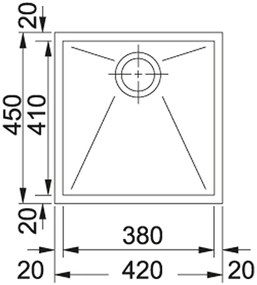 Franke Planar PPX 110-38, 420x450mm, nerezový drez 122.0502.932