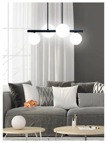 Čierne závesné svietidlo so skleneným tienidlom 25x59 cm Kama - Candellux Lighting