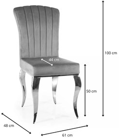 Sametová jídelní židle Prince černá/chrom