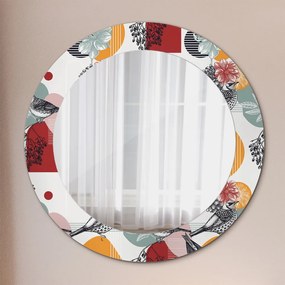 Okrúhle ozdobné zrkadlo Abstrakcia s vtákmi fi 60 cm