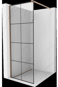 Mexen Kioto sprchová stena Walk-in 70 x 200 cm, čierny vzor 8 mm, brúsená mosadz - 800-070-101-65-77