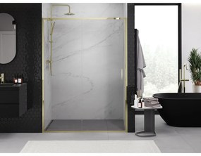 Mexen Exo, posuvné sprchové dvere 140 cm, číre sklo, zlatá, 8151-140-000-50-00