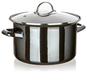 Banquet Hrniec smaltovaný METALLIC Black 24 cm, 3,7 l, s pokrievkou, 24 cm