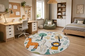 Detský koberec protišmykový BAMBINO 61570 krémový / zelený kruh