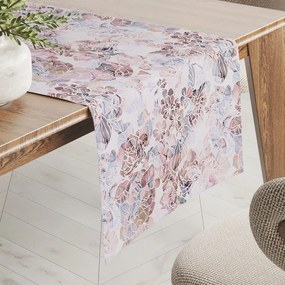 Biante Dekoračný behúň na stôl Rongo RGP-501 Ružovo-fialkové kvety na bielom 35x140 cm