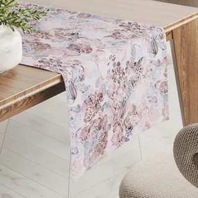 Biante Dekoračný behúň na stôl Rongo RGP-501 Ružovo-fialkové kvety na bielom 35x140 cm