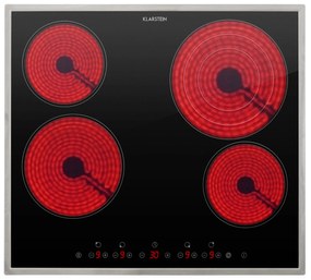 Klarstein Virtuosa 4, sklokeramická varná doska, 6500 W, 4 platničky, rám z nehrdzavejúcej ocele