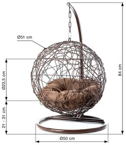 Závesné hojdacie kreslo pre mačky COCO - čierno béžové