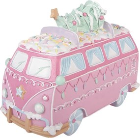 Vianočné dekorácie retro minibus so stromčekom Pastel Christmas Chic - 26*13*19 cm