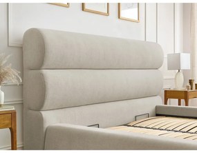 Béžová čalúnená dvojlôžková posteľ s úložným priestorom s roštom 180x200 cm Jagna – Bobochic Paris