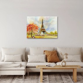 Maľovaný obraz Eiffelovej veže (70x50 cm)