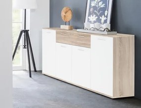 Široká komoda Jacky, dub sonoma/biela%