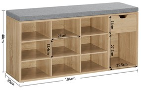 Dekorstudio Skrinka na topánky so sivým sedákom - dub sonoma - LHS024W11