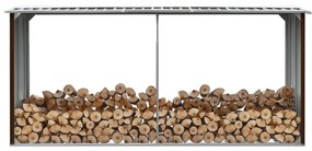 Záhradná kôlňa na drevo hnedá 330x92x153 cm galvanizovaná oceľ 47087