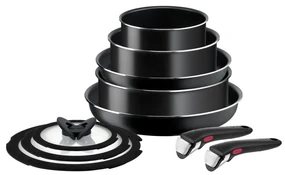 Hliníková súprava riadu 10 ks INGENIO EASY COOK &amp; CLEAN BLAC L1549042 – Tefal