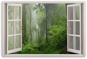 Obraz na plátně, Tropické okno lesa džungle - 60x40 cm