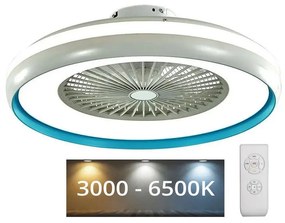 V-Tac LED Stropné svietidlo s ventilátorom LED/45W/230V 3000/4000/6500K modrá 217934