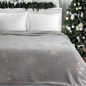 VIANOČNÁ FLANELOVÁ DEKA SNOW GOLD 150X200 CM VZOROVANÁ