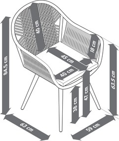 Otočná záhradná stolička s textilným krížovým výpletom